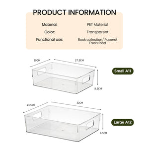 Locaupin Locaupin PET Plastic Transparent Multifunctional Bathroom Kitchen Storage Organizer Cosmetic Files Container Box Sorting Basket Bin