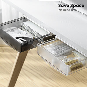 Locaupin Desktop Mini Drawer Hidden Under Table Pull Out Storage Tray Space Saving Office Stationery Closet Cosmetic Vanity Home Organizer