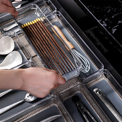 Locaupin Cabinet Desk Drawer Organizer Tray Multipurpose Bin Container Silverware Makeup Gadgets Stationeries Storage Compartment