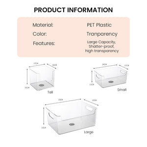 Locaupin Transparent Storage Organizer Cosmetic Container Box Wardrobe Cabinet Sorting Multifunctional Basket Bin For Bedroom Accessories (PET Plastic)