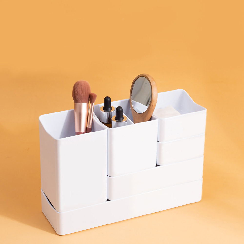 Locaupin Multipurpose Stackable Desktop Organizer Shelf Vanity Dresser Countertop Skincare Jewelry Cosmetic Storage Makeup Brushes Holder