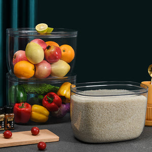 Locaupin Transparent Dry Food Storage Container with Lid Rice Cereal Fruits Vegetable Storage Kitchen Fridge Countertop Pantry Organizer Multifunction Cosmetic Box Bin