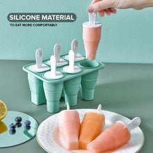 Load image into Gallery viewer, Locaupin 6 Grid Foldable Popsicle Mold Easy Release Food Grade Silicone Tray Homemade DIY Ice Cream Stick Maker for Kids
