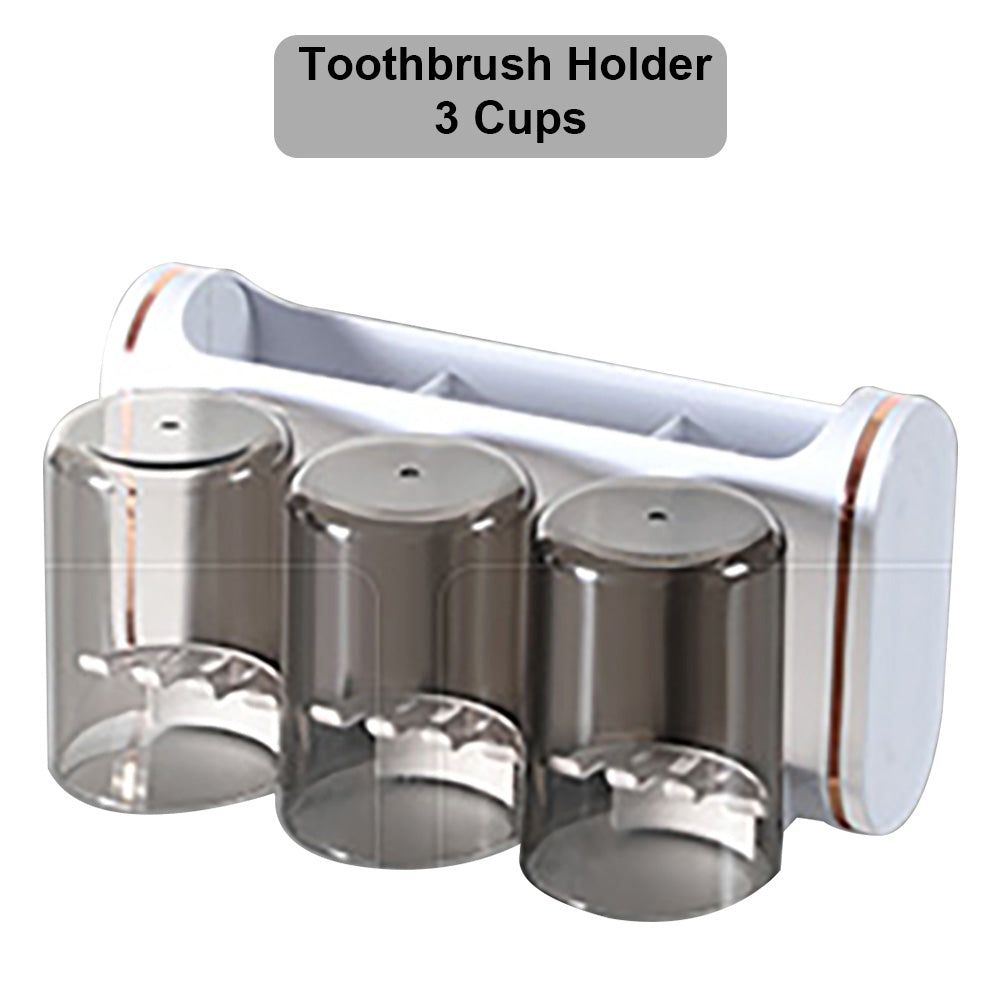 Locaupin Bathroom Organizer Wall Mounted Toothbrush Holder Cup Space Saving Multifunctional Toothpaste Comb Shampoo Storage Shelf