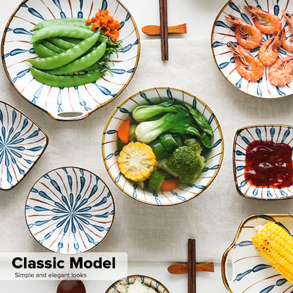 Locaupin Porcelain Serving Side Dishes Saucer Plate Condiments Appetizer Dessert Snacks Dinnerware Pattern Design