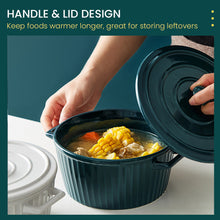 Load image into Gallery viewer, Locaupin Porcelain Large Soup Bowl Cookware Baking Pot Double Handle with Lid Lasagna Pan For Casserole, Food Heating, Salad

