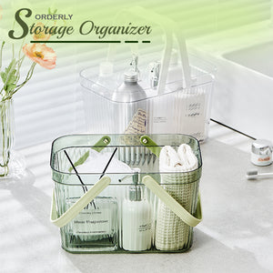 Locaupin Transparent Multipurpose Storage Basket with Handle Bathroom Vanity Cosmetic Shower Tote Organizer Bin