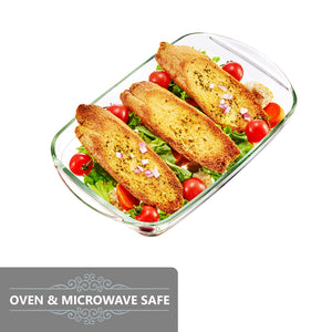 Locaupin Rectangular Baking Plate Borosilicate Glass Snack Bread Pan Oven Safe Bakeware Cooking Dish Food Container
