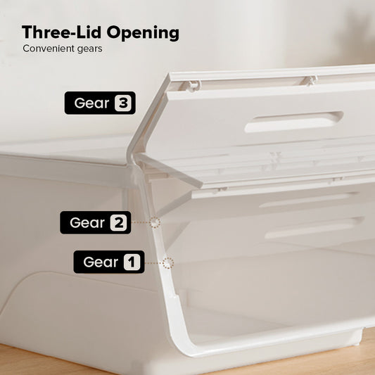 Locaupin Stackable Bin Flip On Lid Multifunctional Storage Basket Box Wardrobe Cabinet Closet Organizer Shelf For Clothes Toys Snacks Supplies