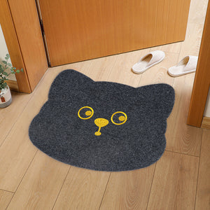 Locaupin Non Slip Home Welcome Pad Entrance Way Rub Foot Cat Shape Door Mat Front Bathroom Kitchen Bedroom Floor Rug
