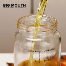 Load image into Gallery viewer, Locaupin 550ml Borosilicate Glass Bottle Kitchen Condiments Oil Dispenser with Handle Easy Refill Measuring Jar Container
