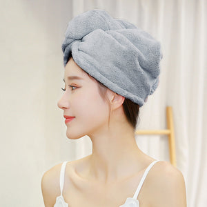 Locaupin Plain Absorbent Fast Drying Hair Cap Soft Shower Towel Bath Headband Turban Wrap For Women