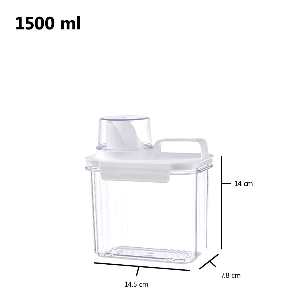 Multipurpose Jar Laundry Liquid Powder Detergent Dispenser Airtight Refill Container with Measuring Cup Lid