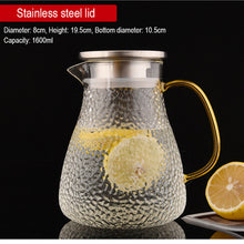 Load image into Gallery viewer, Glass Pitcher For Hot and Cold Beverages with Stainless Strainer

