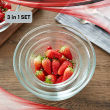 Load image into Gallery viewer, Locaupin Borosilicate Glass All Purpose Round Salad Bowl Food Container Mixing Fruit Prepping Serving Dessert Snack
