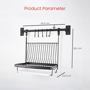Locaupin Home Accessories Wall Mounted Hanging Holder Kitchen Tools Rack Storage Organizer Shelf with Free Rod Set