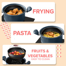 Load image into Gallery viewer, Locaupin NEW Multipurpose Carbon Steel Glass Lid Pasta Vegetable Cooking Pot with Strainer Easy Drain Food Non Stick Coating Kitchen Cookware Pan
