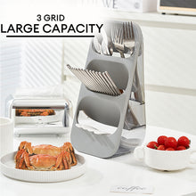 Load image into Gallery viewer, Locaupin 3 Compartment Utensil Holder Kitchen Counter Separable Cutlery Storage Caddy Display Automatic Draining Holes
