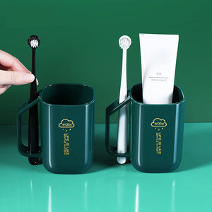 Locaupin Bathroom Countertop Organizer Toothbrush Holder Mouthwash Gargling Cup Mug Multifunctional Storage Case