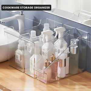Locaupin Transparent Desktop Organizer Multifunctional Bathroom Shower Toiletries Cosmetic Storage Kitchen Countertop Container Bin