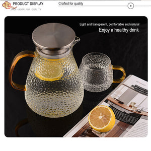 Glass Pitcher For Hot and Cold Beverages with Stainless Strainer