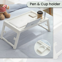 Load image into Gallery viewer, Locaupin Portable Desk Folding Lazy Study Laptop Bed Table with Cup Holder for Serving Breakfast Tray Working Reading on Sofa Couch
