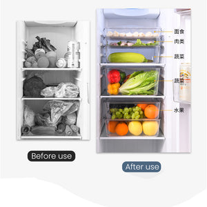 Locaupin Kitchen Pantry Cabinet PET Plastic Fridge Container Transparent Food Storage Organizer For Vegetables Fruits Basket Bin