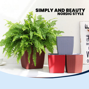 Locaupin Nordic Style Self Watering Garden Planter with Removable Inner Pot Indoor Outdoor Plants Herbs Flowers Storage