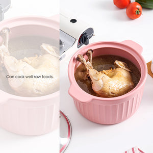 Locaupin Kitchen Porcelain Cooking Pot Serving Soup Bowl Food Heating Casserole Dinnerware Dish Pan with Lid and Handle
