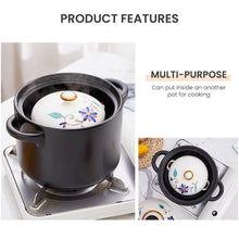 Load image into Gallery viewer, Locaupin Japanese Style Sakura Design Kitchen Porcelain Casserole Cooking Soup Pot with Lid and Handle Heat Resistant Dinner Serving Bowl
