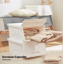 Load image into Gallery viewer, Locaupin Stackable Bin Flip On Lid Multifunctional Storage Basket Box Wardrobe Cabinet Closet Organizer Shelf For Clothes Toys Snacks Supplies
