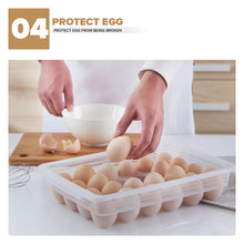 Load image into Gallery viewer, Locaupin 34 Grid Plastic Space Saver Refrigerator Food Organizer Box Clear Egg Storage Shelf Tray Container with Lid
