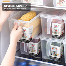 Load image into Gallery viewer, Locaupin Plastic Food Storage Container Kitchen Pantry Cabinet Stackable Fridge Organizer with Lid and Handle Multipurpose Vegetable Bin
