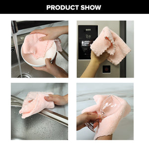 Locaupin 5pcs Assorted Color Household Towel Multipurpose Kitchen Cleaning Cloth Washing Dishes Quick Drying Rag