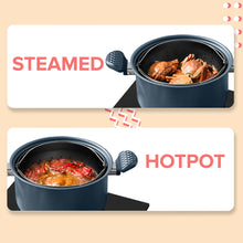 Load image into Gallery viewer, Locaupin NEW Multipurpose Carbon Steel Glass Lid Pasta Vegetable Cooking Pot with Strainer Easy Drain Food Non Stick Coating Kitchen Cookware Pan
