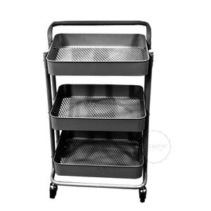 3-Tier All Metal Kitchen Utility Classic Trolley Cart Shelf Rack Organizer with Wheels and Handle