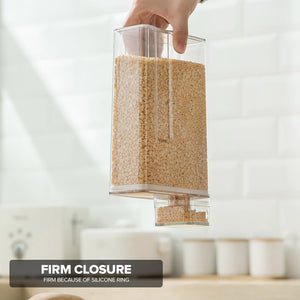 Locaupin Transparent Dry Food Storage Dispenser Cereal Grain Kitchen Organizer Multipurpose Plastic Jar Airtight Container