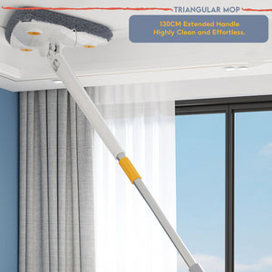 Locaupin 360° Rotatable Triangle Floor Mop Ceiling Dust Cleaning Wipe Wet Dry Wall Tiles Glass Automatic Water Squeezing