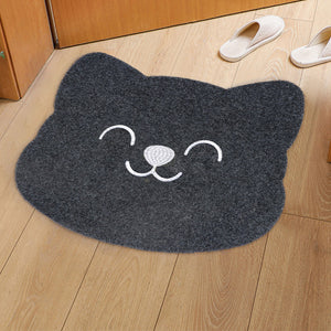 Locaupin Non Slip Home Welcome Pad Entrance Way Rub Foot Cat Shape Door Mat Front Bathroom Kitchen Bedroom Floor Rug
