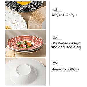 Locaupin Wide Rim Pasta Bowl Porcelain Microwavable Round Deep Plate Serving Dishes Dinner Salad Dessert Oven Safe Dinnerware