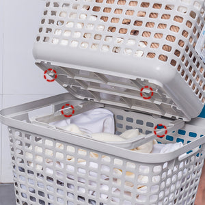 Locaupin Laundry Hamper with Handle Sundries Dirty Clothes Basket Storage Bucket Bathroom Mesh Container Washing Bin Closet Organizer