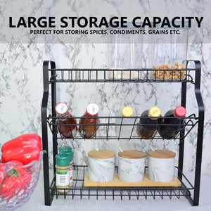 Locaupin Kitchen Lightweight Spice Seasoning Rack Organizer For Countertop Pantry Standing Shelf Holder Easy Assemble Bathroom Space Saver Condiments Storage