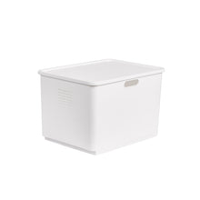 Load image into Gallery viewer, Locaupin Multipurpose White Storage Box Organizer Bin Front Wheel Easy Transport Handle Closet Shelf Container with Lid

