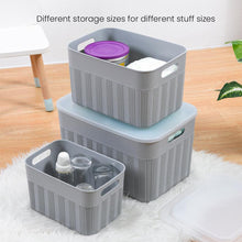 Load image into Gallery viewer, Locaupin 3in1 Decorative Japanese Style Minimalist Textured Wardrobe Storage Box with Cover Multifunctional Underwear Clothes Toys Books Organizer for Cabinet Bedroom
