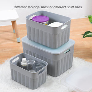 Locaupin 3in1 Decorative Japanese Style Minimalist Textured Wardrobe Storage Box with Cover Multifunctional Underwear Clothes Toys Books Organizer for Cabinet Bedroom