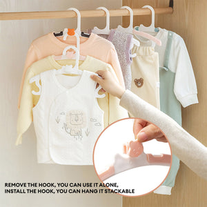Locaupin 5pcs Extendable Toddler Closet Hanger Non Slip Stackable Hooks Baby Infant Newborn Hanging Clothes Organizer