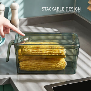 Locaupin Stackable Fridge Organizer with Lid Long Time Preserve Freshness Fruit Vegetable Bin Refrigerator Clear Food Container