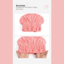 Load image into Gallery viewer, Locaupin Coral Velvet Hair Drying Cap Multipurpose Shower Tool Bath Towel Head Bow-Knot Turban Elastic Band Wrap Strong Water Absorption
