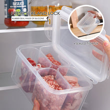 Load image into Gallery viewer, Locaupin Airtight Locking Lid Removable 4 Inner Compartment Fridge Organizer Food Storage Container Preserve Meat Fruits Vegetable Keeper
