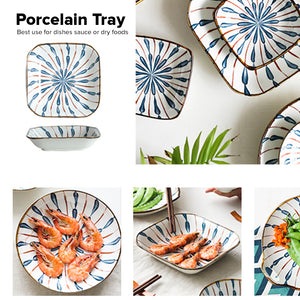 Locaupin Porcelain Serving Side Dishes Saucer Plate Condiments Appetizer Dessert Snacks Dinnerware Pattern Design